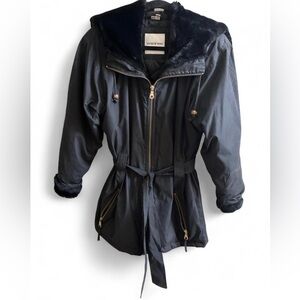 Andrew Marc Black Utility Jacket with Gold Accents